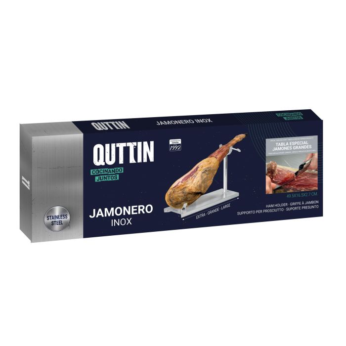 Quttin Soporte Jamonero de Acero Inoxidable para corte de jamón, 49,5 x 16,5 x 2,7 cm (4 Unidades) 4