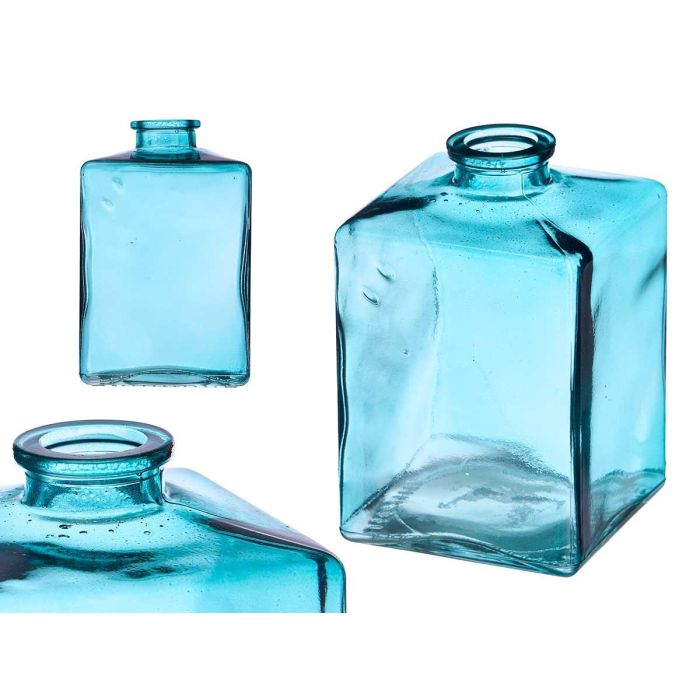 Frasco de Cristal Cuadrado Turquesa Giftdecor 8x12x8 cm (12 Unidades) Frasco de Cristal Cuadrado Turquesa Giftdecor 8x12x8 cm (12 Unidades)