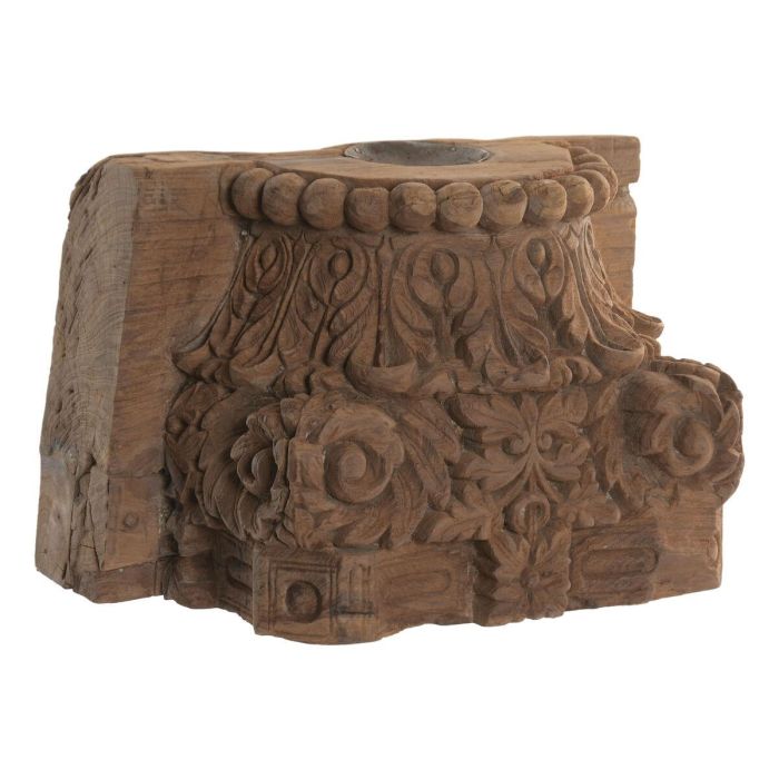 DKD Home Decor Portavelas Indio Teca Tallado Columna Antigua 26 x 30 x 26 cm (2 Unidades) 6