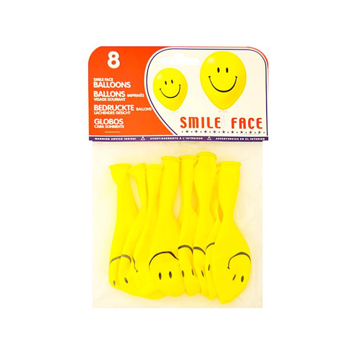 Blanca Globo 100% látex biodegradable cara sonriente bolsa de 8 unidades 1 Blanca Globo 100% látex biodegradable cara sonriente bolsa de 8 unidades 1