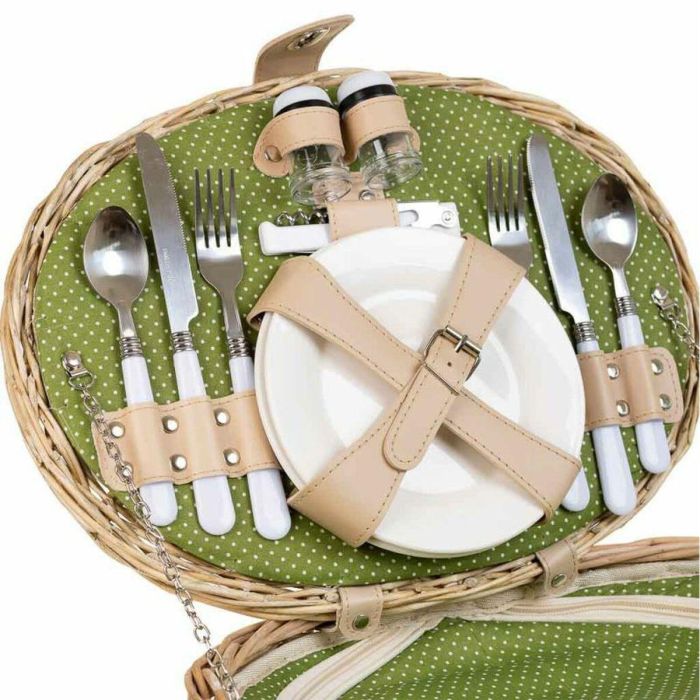 Cesta de Picnic Alexandra House Living Gris Natural Mimbre 3