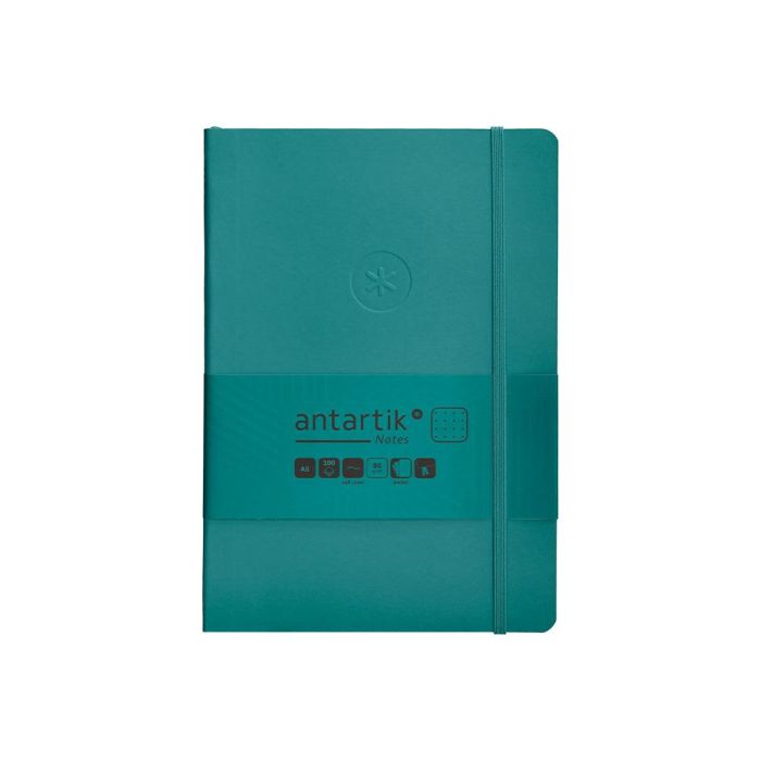 Cuaderno Con Gomilla Antartik Notes Tapa Blanda A5 Hojas Puntos Verde Aguamarina 80 Hojas 80 gr Fsc 6