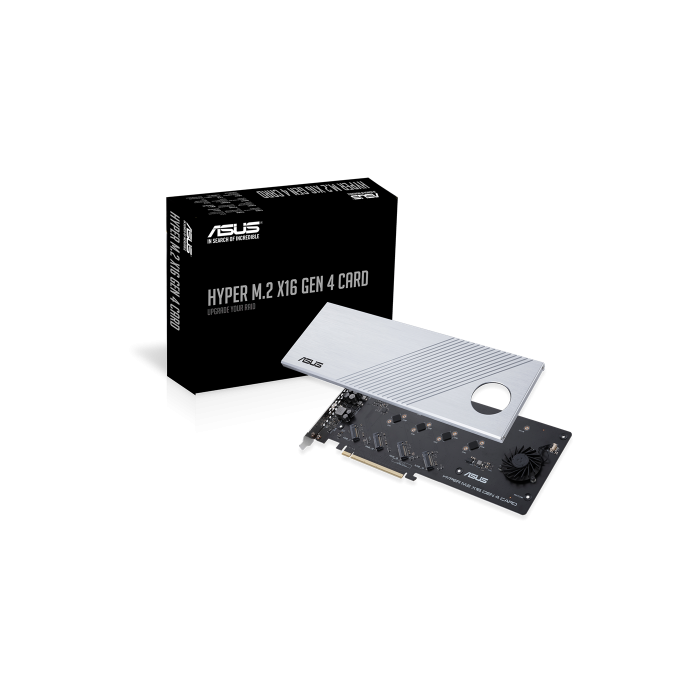 Asus Hyper M.2 x16 Gen 4 Tarjeta y Adaptador de Interfaz Interno PCIe 4.0 para PC Plata 256 Gbps 3