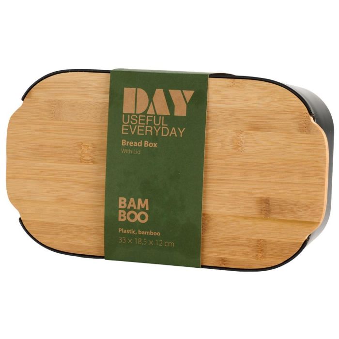 Day Panera con Tapa Negra de Plástico y Bambú 33x18,5x12 cm 2