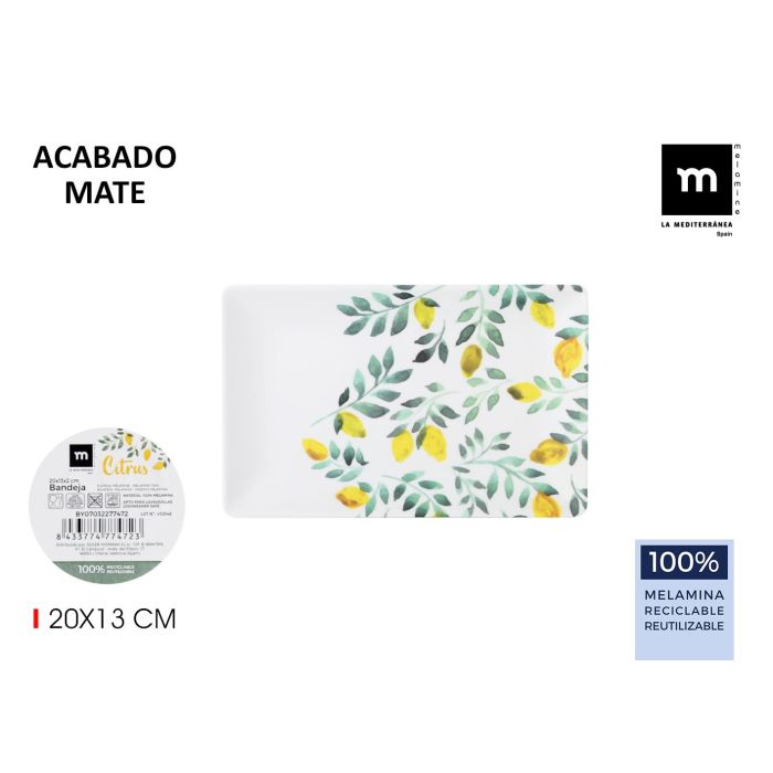 Bandeja Melamina Mate Citrus 20x13x2 cm La Mediterranea (24 Unidades) Bandeja Melamina Mate Citrus 20x13x2 cm La Mediterranea (24 Unidades)