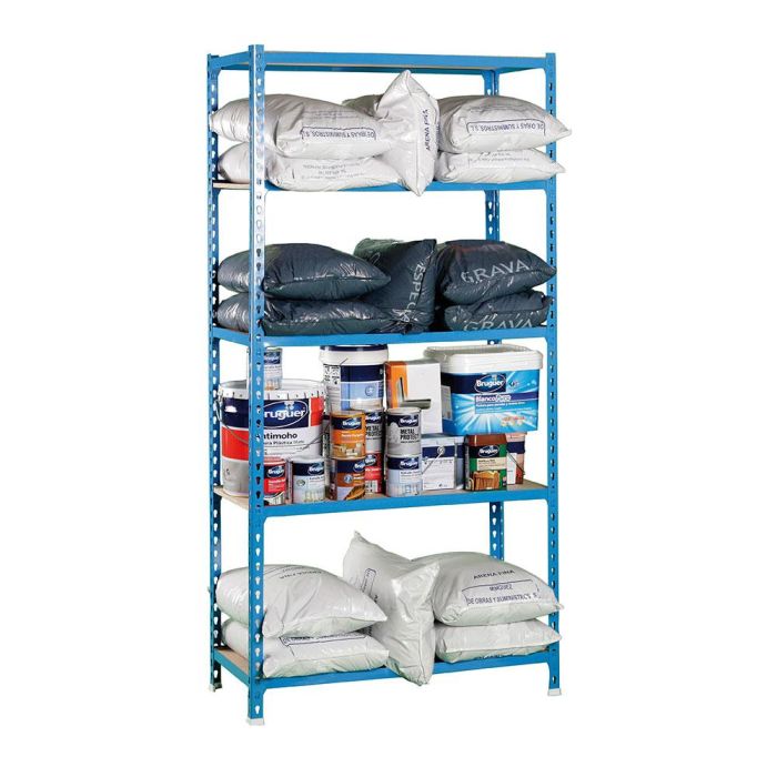 Simon Rack Estantería metálica sin tornillos Maderclick plus 5/500, azul/madera, 5 estantes, capacidad 150 kg por nivel, 2000x1000x500 mm 1 Simon Rack Estantería metálica sin tornillos Maderclick plus 5/500, azul/madera, 5 estantes, capacidad 150 kg por nivel, 2000x1000x500 mm 1