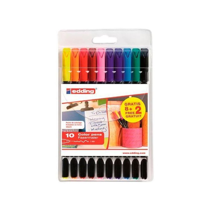 Edding Rotulador 1200 Punta Fina 1mm, Estuche de 8+2 gratis, 30 Colores Edding Rotulador 1200 Punta Fina 1mm, Estuche de 8+2 gratis, 30 Colores