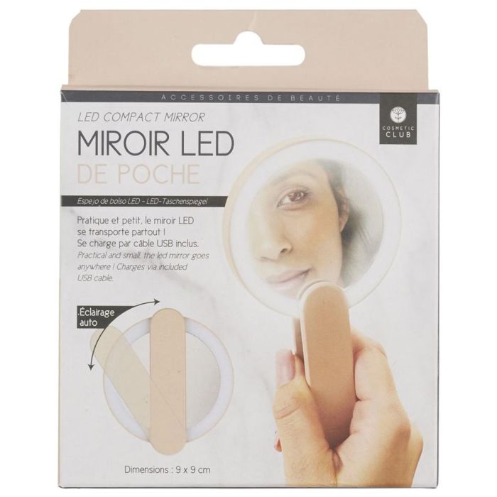 Cosmetic Club Espejo de Bolsillo LED Recargable USB para Cosmético, Portátil y Plegable 4