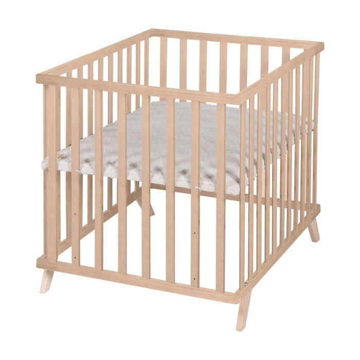 Roba ROB4005317333564 Parque infantil 75x100 cm Gris con alfombra de juegos 'Lil Planet' de madera natural 4