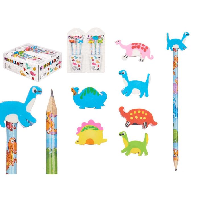 Set 3 Lapiceros con Goma Dinosaurios Surtidos Pincello 11x26.5x1.5 cm (32 Unidades) Set 3 Lapiceros con Goma Dinosaurios Surtidos Pincello 11x26.5x1.5 cm (32 Unidades)