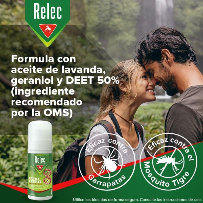 Relec Extra Fuerte Roll-On Antimosquitos 50 ml con DEET 50%, protección 12 horas, lavanda y geraniol 3