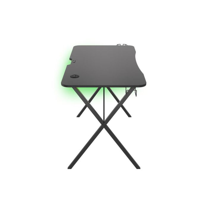 GENESIS Holm 200 Escritorio Gaming RGB, Hub USB 3.0, Soporte para Vasos y Auriculares, Gestión de Cables, Negro 2