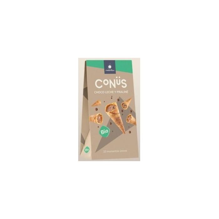 Conus Chocolate Leche y Praliné Bio, 10 Unidades x 70g - Pequeños Conos de Receta Pastelera