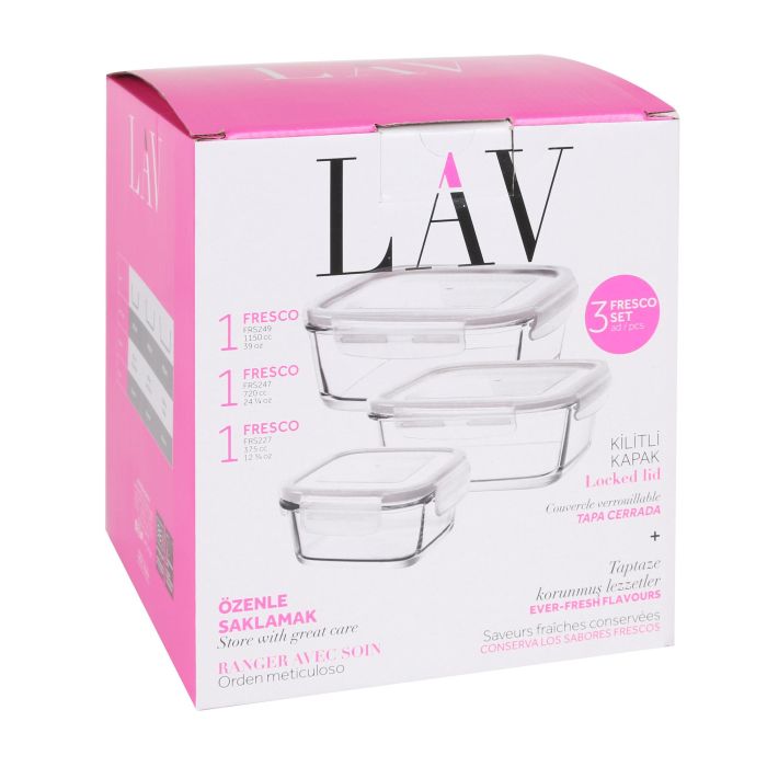 Lav Set 3 Fiambreras Herméticas Fresco - 11.5x5.3 cm, 4.2x6 cm, 17x6 cm (8 Cajas) 5