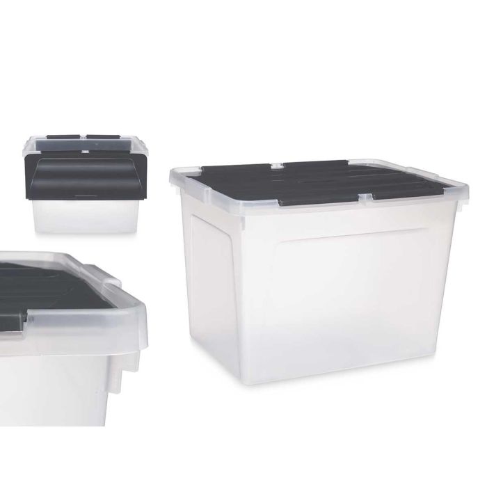 Caja Doble Tapa Abatible 48L Antracita Kipit 50x35x37 cm (6 Unidades) Caja Doble Tapa Abatible 48L Antracita Kipit 50x35x37 cm (6 Unidades)