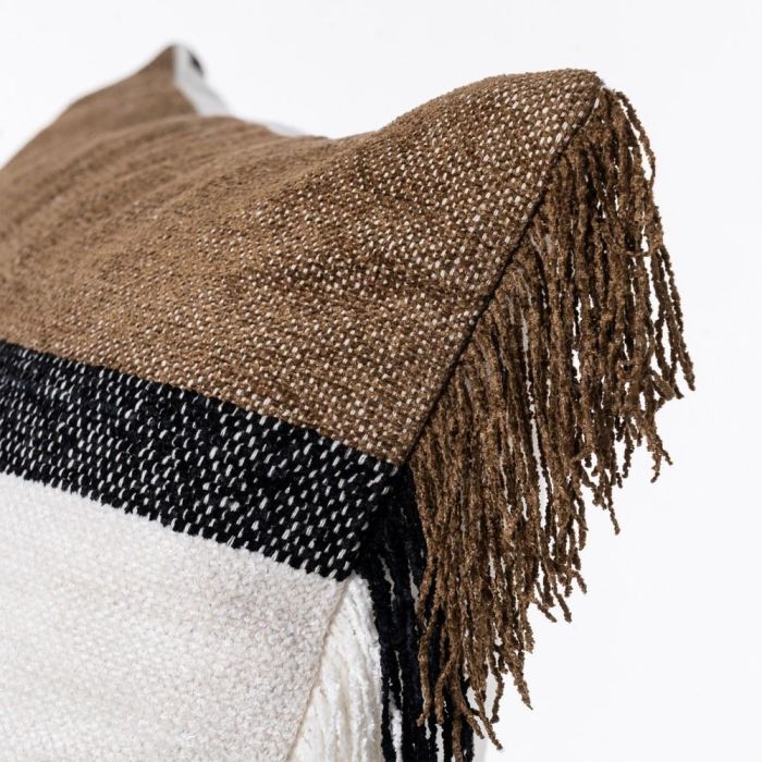 Cojín Blanco-Marrón Algodón/Terciopelo 30 X 50 cm