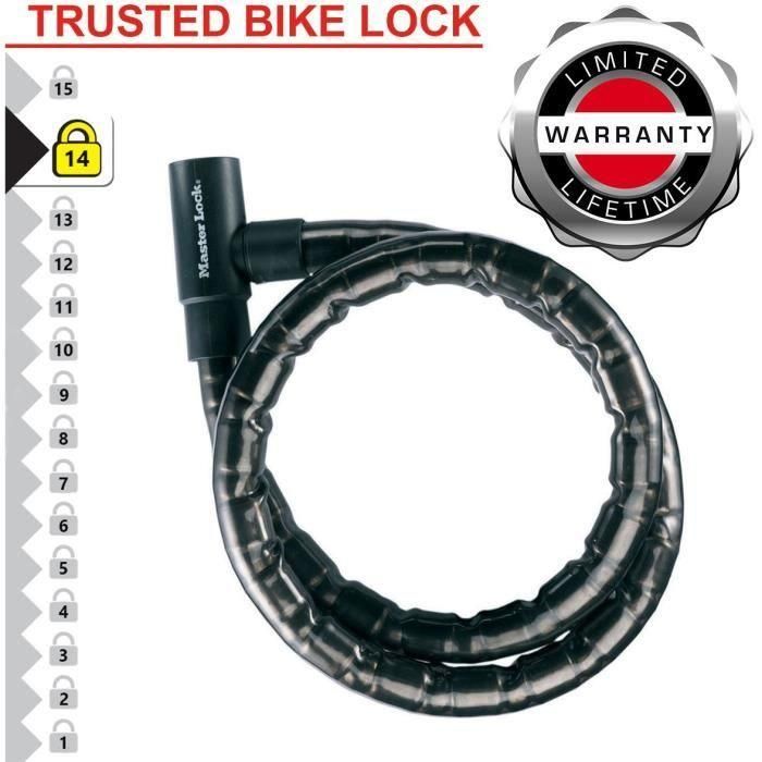 Master Lock 8115EURDPS candado de cable con llave de acero - Negro 1