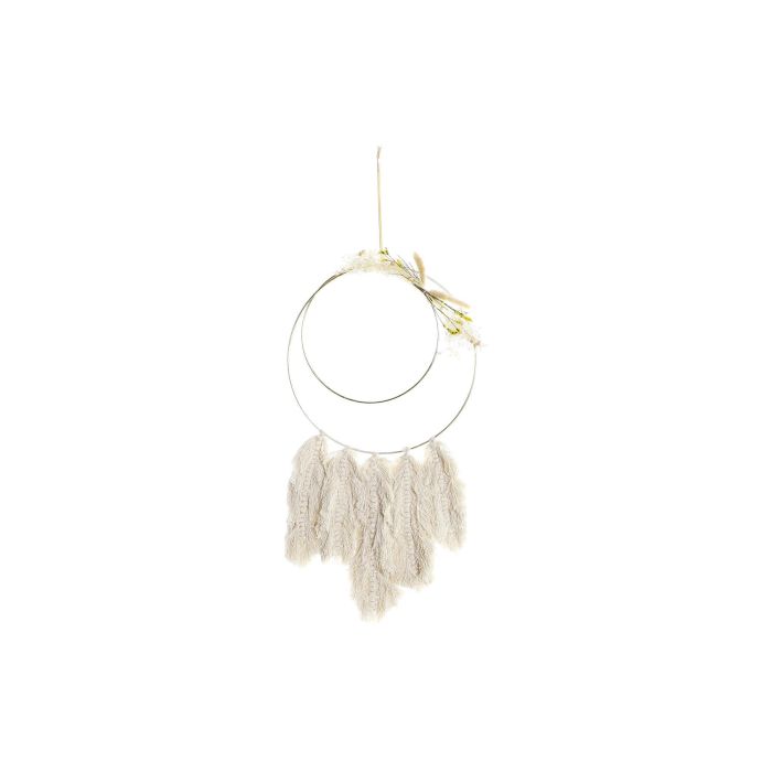 DKD Home Decor Decoración Colgante Boho Beige de Fibra y Metal, 75 cm Alto x 30 cm Ancho x 2.5 cm Fondo, Set de 4 Unidades DKD Home Decor Decoración Colgante Boho Beige de Fibra y Metal, 75 cm Alto x 30 cm Ancho x 2.5 cm Fondo, Set de 4 Unidades