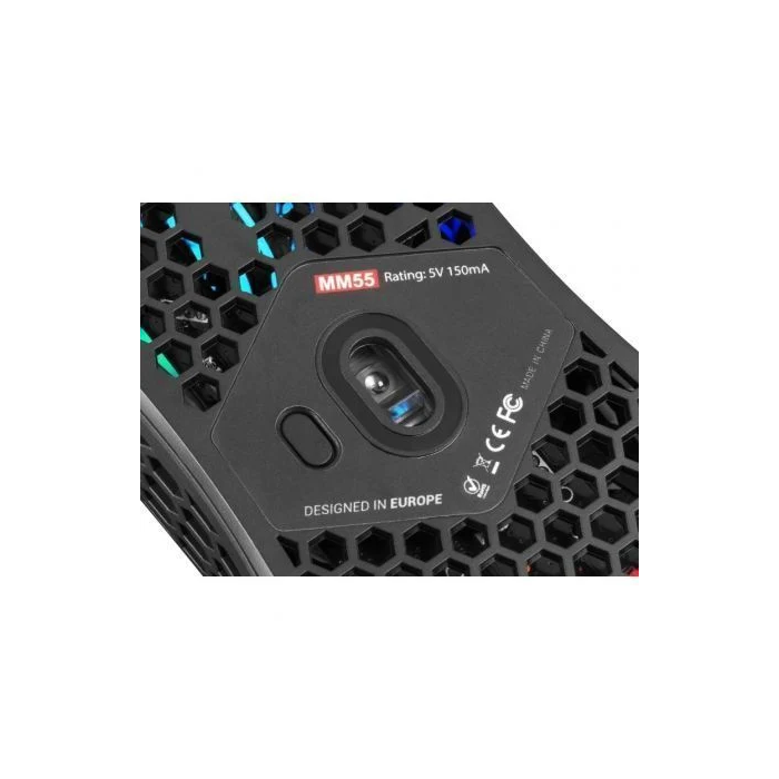 MARS GAMING MM55 Ratón Gaming 12800DPI USB Negro RGB 55g