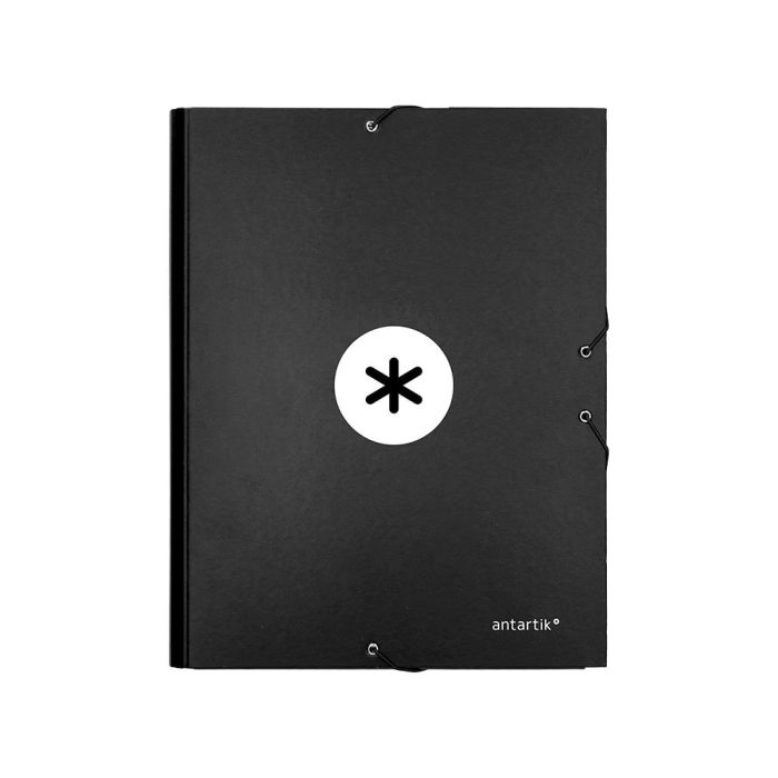 Carpeta Antartik Gomas A4 3 Solapas Carton Forrado Color Negro 1