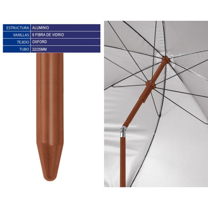 Atosa Sombrilla de Playa de Aluminio con UPF 50+, Orientable, 180 cm, Beige 1