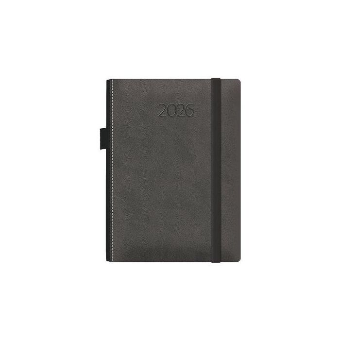 Agenda Anual (2026) Dohe Melbourne Cosida Tapa Extra Polipiel Con Goma 150X210 D/P Gris
