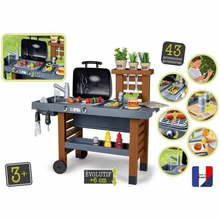 Smoby - Garden Kitchen - Cocina Exterior Evolutiva - Parrilla Con Llamas Mágicas Retráctiles - 40 Accesorios 2