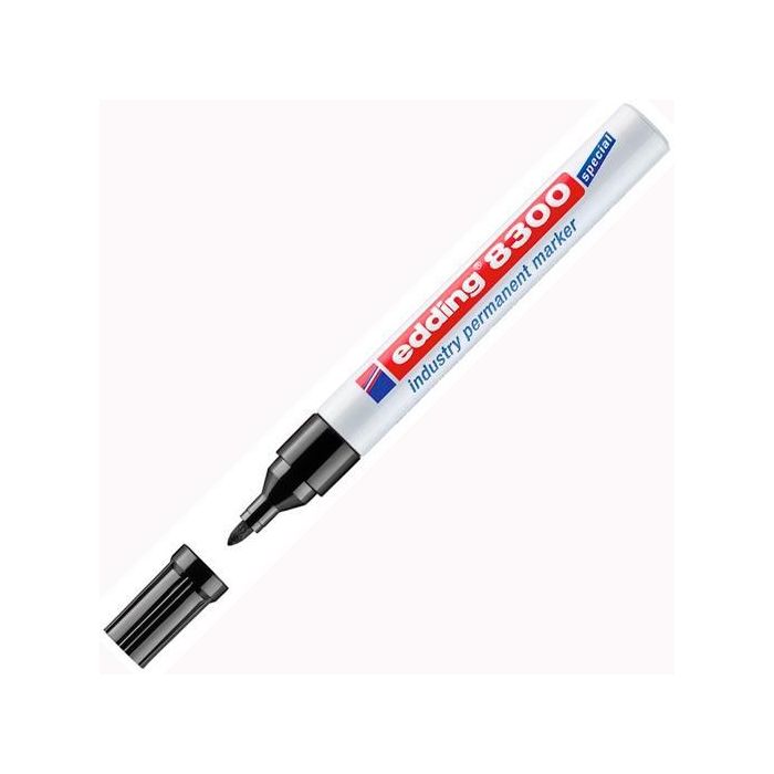 Edding Marcador Permanente Industrial 8300 Negro 1,5-3mm para Superficies Aceitosas y Polvo (10 Unidades) (10 Unidades)