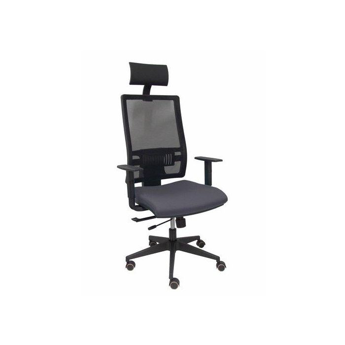 Silla Piqueras Y Crespo Horna Brazos Regulables Cabecero Incluido Mecanismo Traslack Apoyo Lumbar Respaldo Malla Transpirable Y Asiento Tapizado Bali Gris Oscuro