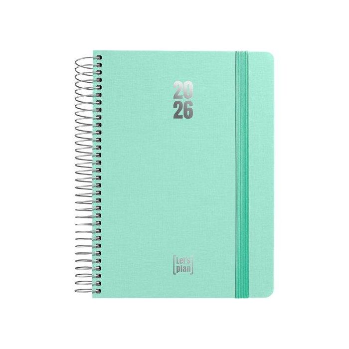 Agenda Anual (2026) Grafoplas Fancy Espiral Tapa Extradura Con Goma A6 170X145 D/P Mint