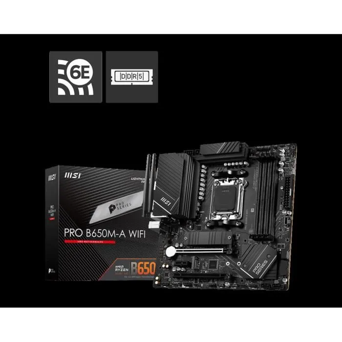 MSI PRO B650M-A WiFi Placa Base Micro ATX AMD B650 Socket AM5 DDR5 para AMD Ryzen 7000 Series 2 MSI PRO B650M-A WiFi Placa Base Micro ATX AMD B650 Socket AM5 DDR5 para AMD Ryzen 7000 Series 2