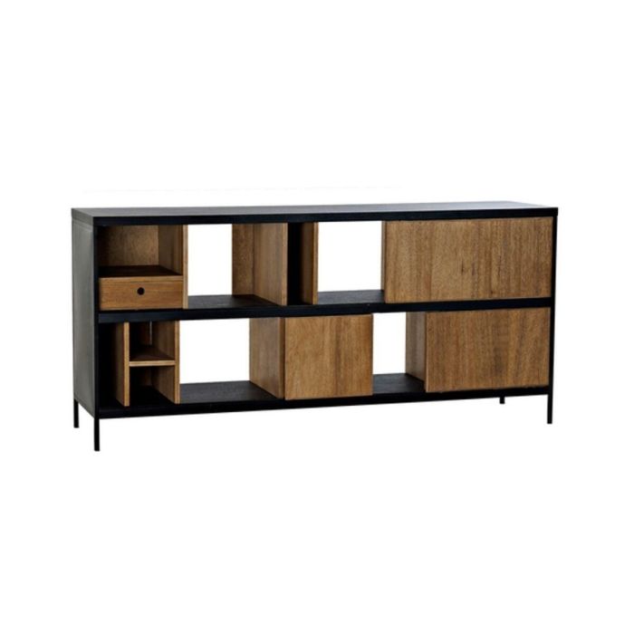 DKD Home Decor Buffet Mueble de Salón Alvin Moderno Negro Natural en Fresno y Hierro con 1 Cajón y 2 Puertas 160x40x75 cm DKD Home Decor Buffet Mueble de Salón Alvin Moderno Negro Natural en Fresno y Hierro con 1 Cajón y 2 Puertas 160x40x75 cm