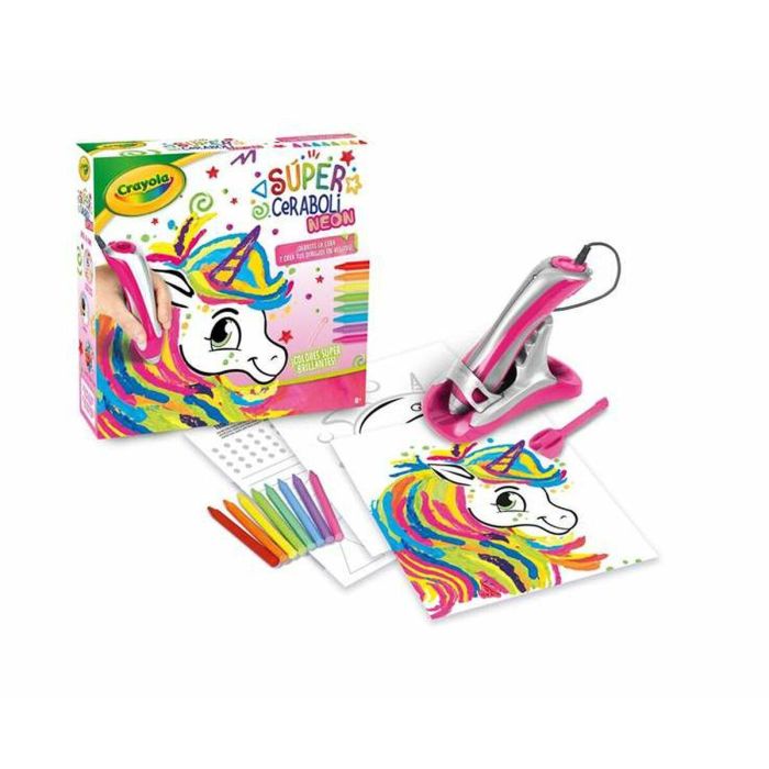 Súper ceraboli crayola unicornio neón ¡derrite la cera y crea tus dibujos en relieve! 29x7,5x30 cm