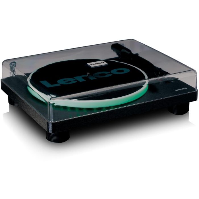 Lenco LS-50LED LS-50LEDBK Tocadiscos de Tracción por Correa Manual Negro con Altavoces y Preamplificador, 33/45/78 RPM 9