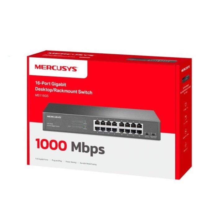 Mercusys MS116GS Switch No Gestionable 16 Puertos Gigabit Ethernet Metálico para Escritorio/Rack 2