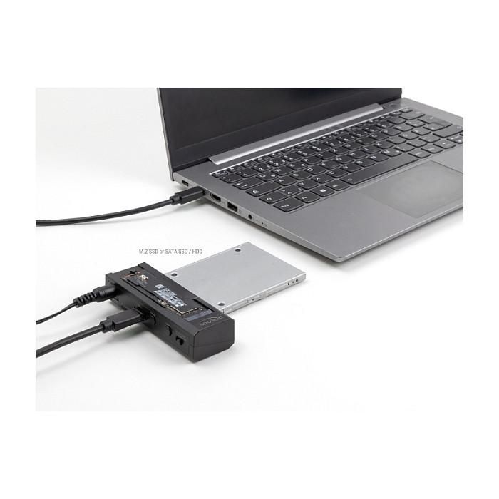 DELOCK Adaptador USB Type-C para SSD M.2 o SATA SSD/HDD, USB 3.2 Gen 2 (10 Gbps), Conector Realtek RTL9210B, Incluye Cable USB-C y Fuente 3 DELOCK Adaptador USB Type-C para SSD M.2 o SATA SSD/HDD, USB 3.2 Gen 2 (10 Gbps), Conector Realtek RTL9210B, Incluye Cable USB-C y Fuente 3