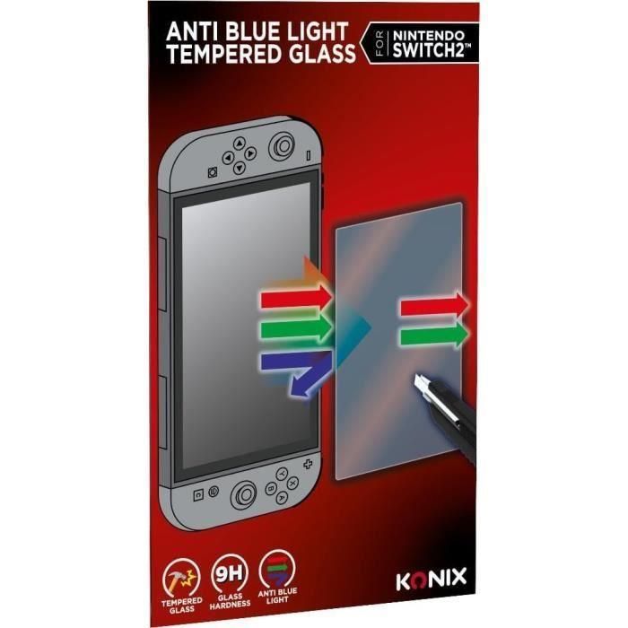 Protector de pantalla de vidrio templado - KONIX - Nintendo Switch 2 - Anti-luz azul - Anti-burbujas - Dureza 9H - Transparente 0 Protector de pantalla de vidrio templado - KONIX - Nintendo Switch 2 - Anti-luz azul - Anti-burbujas - Dureza 9H - Transparente 0