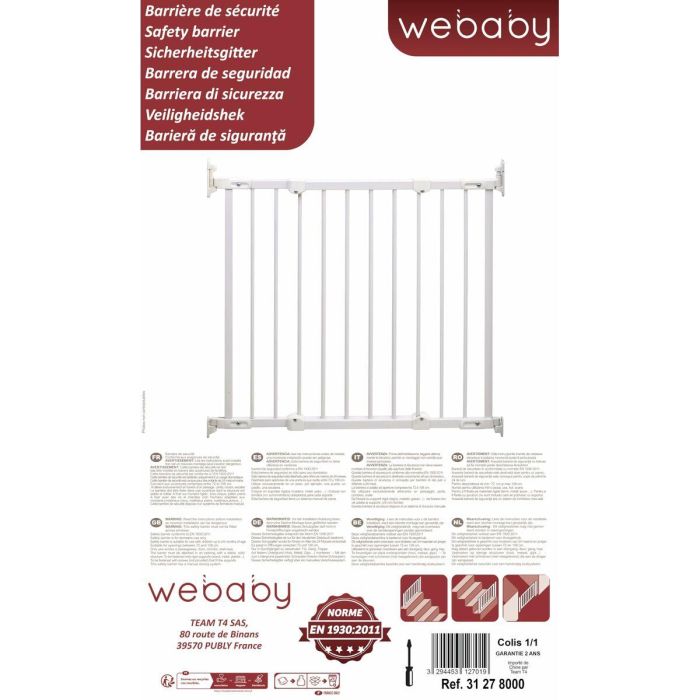 Barrera de seguridad WEBABY NONO Blanco 72-108 cm 1 Barrera de seguridad WEBABY NONO Blanco 72-108 cm 1