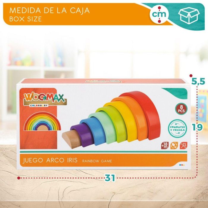 Puzzle Infantil de Madera Woomax Arcoíris 8 Piezas 4 Unidades 1