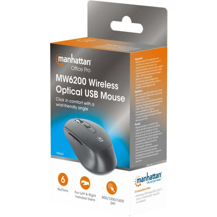 MANHATTAN MW6200 USB-A Funkmaus 6 Tasten und Mausrad schwarz 6