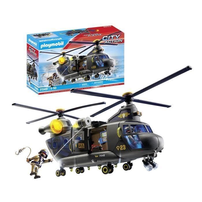 PLAYMOBIL 71149 Helicóptero de Transporte de Fuerzas Especiales - Oficiales de Policía - City Action - Unidad Élite 2