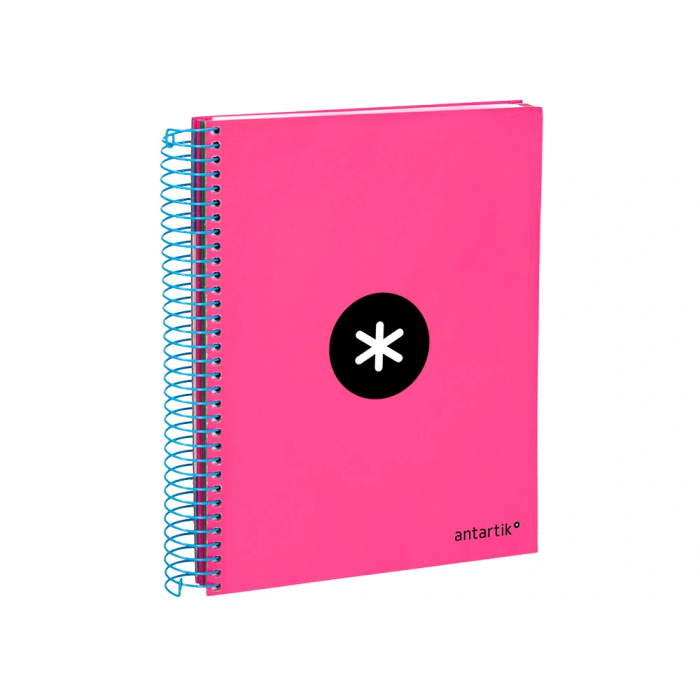 Antartik Cuaderno Espiral A5 Micro Tapa Forrada 120 Hojas 90gr Cuadro 5mm Banda S 6 Taladros Rosa 4