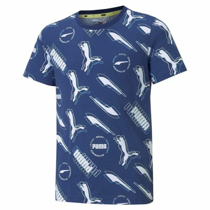 Camiseta de Manga Corta Infantil Puma AOP Azul oscuro 1 Camiseta de Manga Corta Infantil Puma AOP Azul oscuro 1
