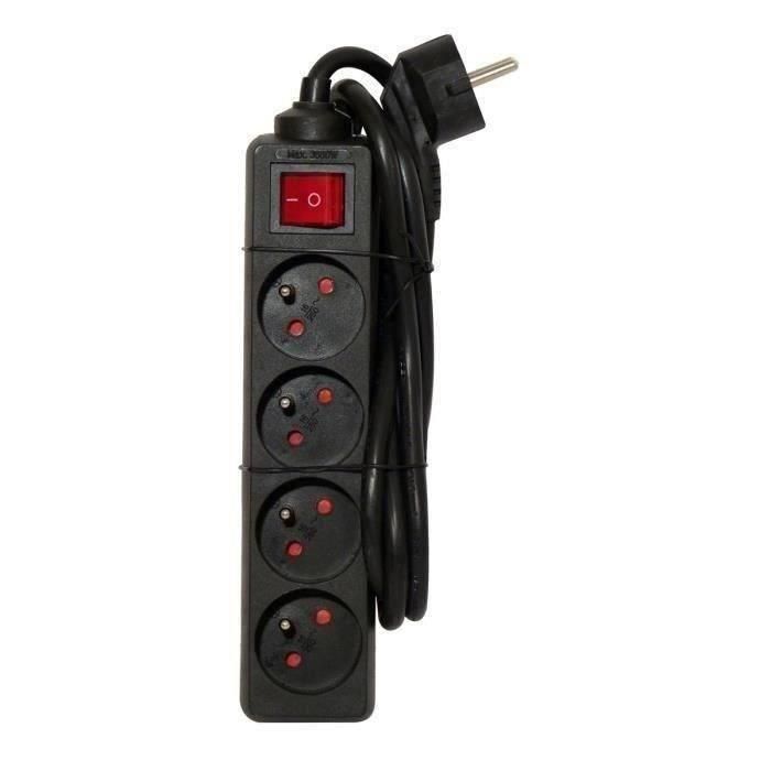 CHACON Regleta con interruptor 4 enchufes 16A 1.5m negro CHACON Regleta con interruptor 4 enchufes 16A 1.5m negro