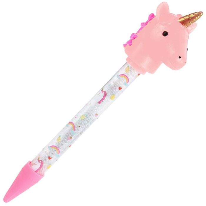 Jeux 2 momes Bolígrafo Unicornio Luminoso My Funny Papet, Tinta Azul, Cabeza de Unicornio Parpadea, Mide 4.5x5.5xh.22 cm 4