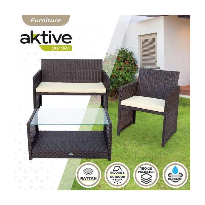 Conjunto de sofá (108x59x76 cm) + 2 sillones (59x76 cm) + mesa (85x45x41 cm) aktive 8 Conjunto de sofá (108x59x76 cm) + 2 sillones (59x76 cm) + mesa (85x45x41 cm) aktive 8