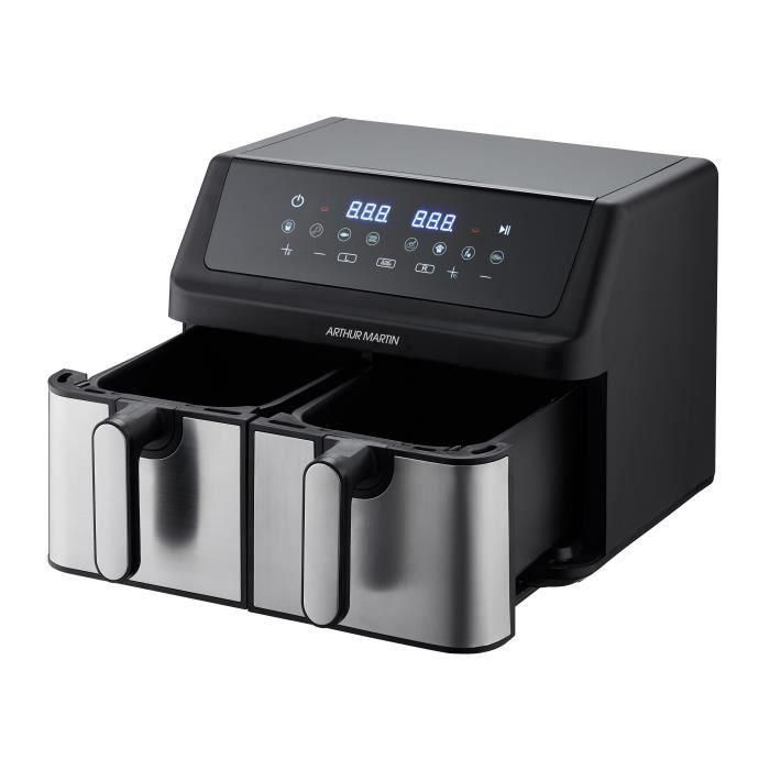 Freidora sin aceite - ARTHUR MARTIN - Airfryer - 2 depósitos de 4,5L - 2000W - 8 programas