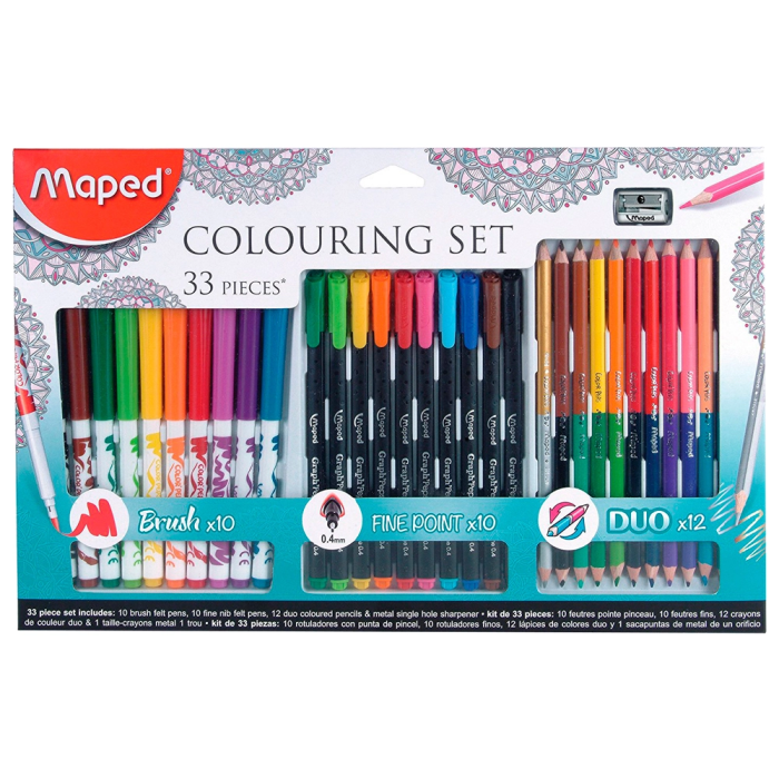 Maped Set de Dibujo 33 Piezas con Rotuladores Graph'Peps, Color'Peps y Lápices Duo 1