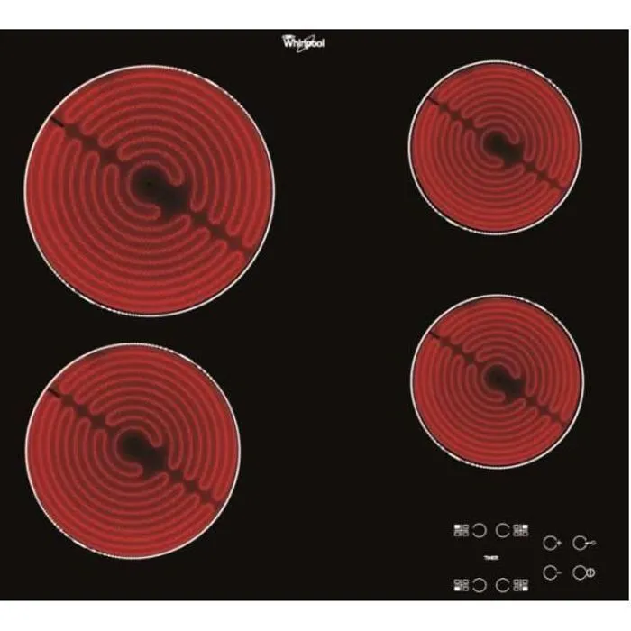 Whirlpool AKT8090NE Placa Vitrocerámica - 4 Zonas - 6200W - 60cm Ancho - Revestimiento Vidrio - Negro 1 Whirlpool AKT8090NE Placa Vitrocerámica - 4 Zonas - 6200W - 60cm Ancho - Revestimiento Vidrio - Negro 1