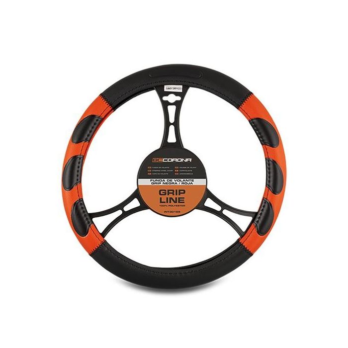 Abc Funda Volante Grip Negro-Rojo INT30169, Diseño Deportivo, Universal, 100% Poliéster 1